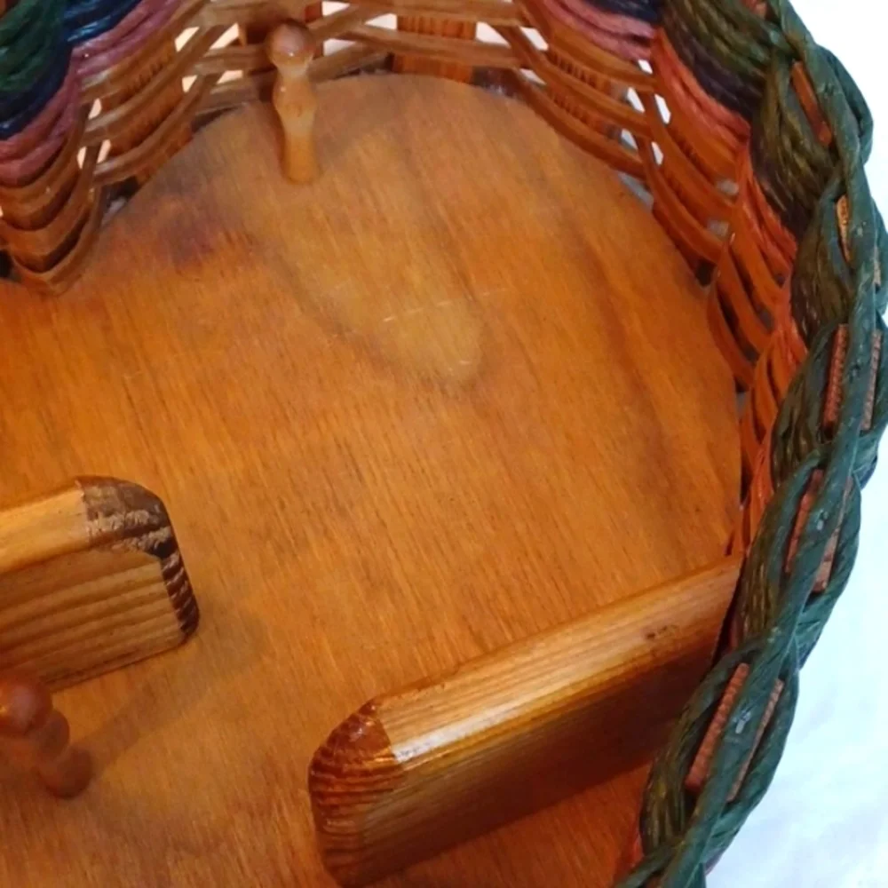 Handcrafted Heart Wooden Wicker Shelf Florida State Fair Signed 2005 15 Wx14 L